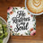 Coaster with "He Restores my Soul" text, surrounded by floral design.
