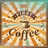 But First Coffee text with steaming coffee cup on vintage background.