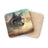 Wolf portrait on square coaster with cork backing.