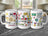 White mug with colorful teacher-themed graphics and inspirational text.