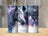 White horse with purple accents on a starry, dreamcatcher-themed tumbler.
