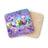 Bingo balls and cards with dollar bill pattern on a glitter coaster.
