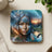 Native American woman with headdress and eagle, forest landscape with moon.