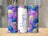 Tall tumbler with purple, blue, and yellow bubble design and "Harper" text.