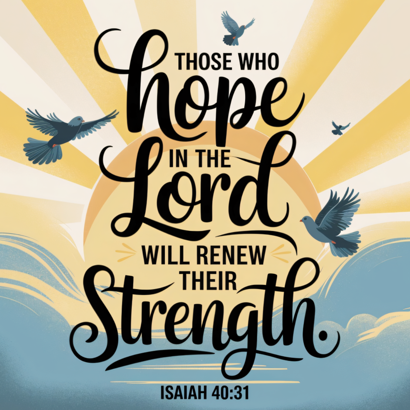 Those who hope in the Lord will renew their strength, Isaiah 40:31.