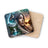 Native American woman with headdress and scenic landscape on a coaster.