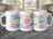 Three mugs with colorful affirmations and positive messages.