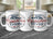 Three white mugs with "Best Grandpa Ever" stamped in red, white, and blue.