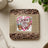 Square coaster with coffee beans and text "Jesus fills my cup."