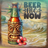 Tiki beer bottle with "Beer Me Now" text on a beach background.