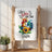 Farm-themed kitchen towel with rooster and sunflower graphic.