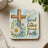 Cross with dove, flowers, and "Saved by Grace through Faith" text.