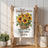 Waffle weave towel with sunflowers in a basket and text "A sunflower teaches us so much about love."