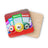 Glittery coasters with colorful bingo cards and numbered balls.