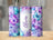 Purple and blue butterflies and roses on a personalized tumbler for Olivia.