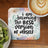 Coaster with "I am becoming the BEST version of myself" text next to kiwi slices and coffee.