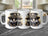 Steampunk raccoon with goggles and gears on a white mug.