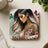 Coaster with tattooed woman, pink flowers, and butterflies, reads "BEAUTIFUL CRAZY".