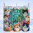 Tumbler with colorful cats, butterflies, and "Life is better with cats" text.