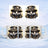 Steampunk raccoon in goggles and top hat on white mug, repeated four times.