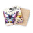 Coaster with purple butterfly and yellow flower, text "I BELIEVE in my potentials".