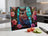 Tempered glass cutting board with stained glass owl and roses design.