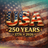 USA 250 Years 1776-2026 text over a star-spangled American flag.
