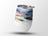 White tumbler with a colorful landscape watercolor design.
