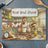 Rooster and chicks in kitchen with "Rise and Shine" text.
