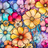 Colorful watercolor flowers with delicate outlines and vibrant petals.