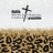 Cross and text "faith does not make things easy, it makes them possible" on glitter background with leopard print.