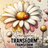 Daisy with ladybug, "Transform" text overlay, and stylized flowers.