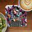 Tattooed woman with colorful hair and butterflies on a coaster, text "STAY POSITIVE".