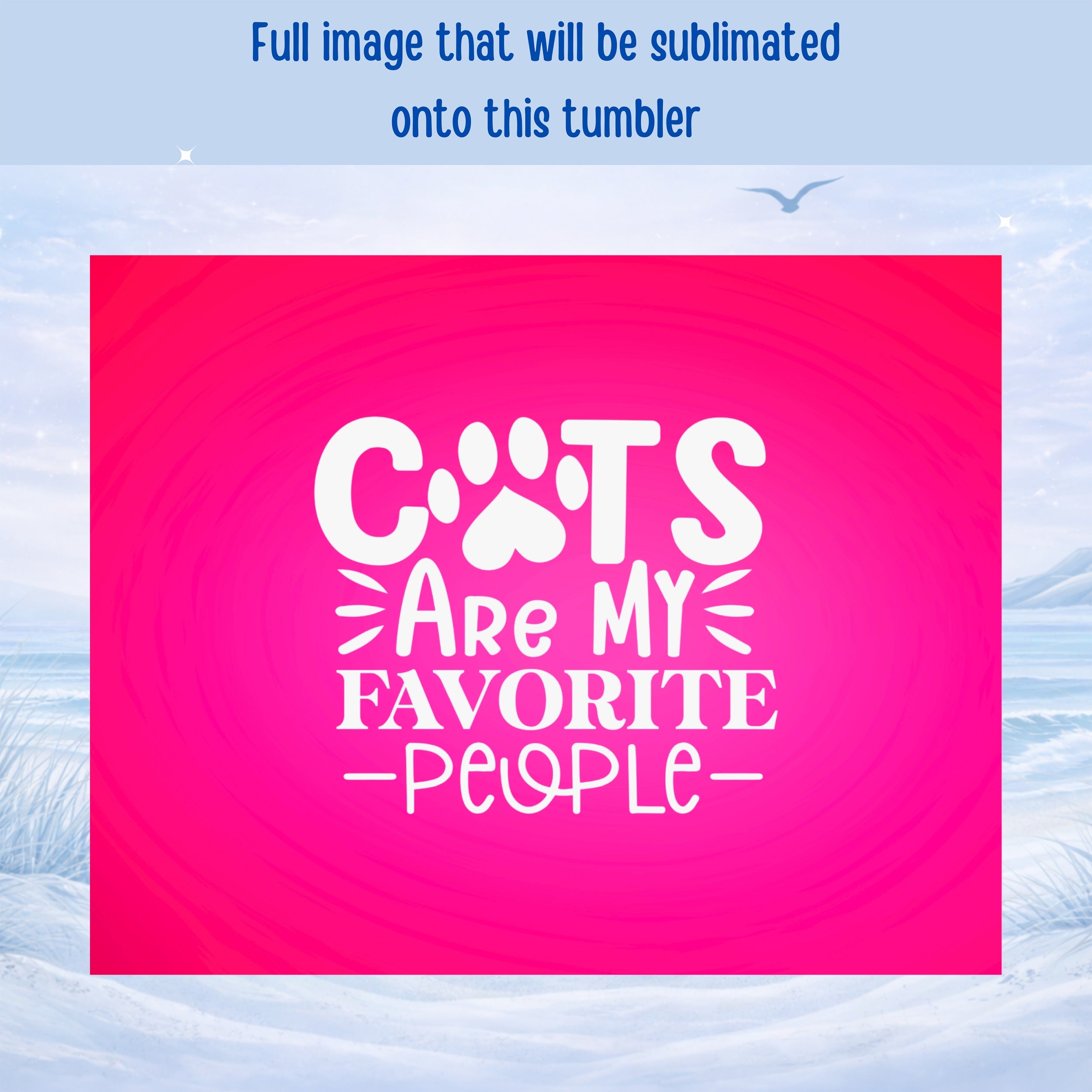 Cats are my favorite people text on a bright pink gradient background.