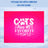 Cats are my favorite people text on a bright pink gradient background.