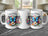 White mug with colorful butterfly and floral design, "Happy Birthday" text.