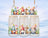 Easter gnomes and bunnies with flowers and eggs on a frosted glass tumbler.