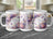 Three mugs showing floral design and text "To my beautiful Grandma".