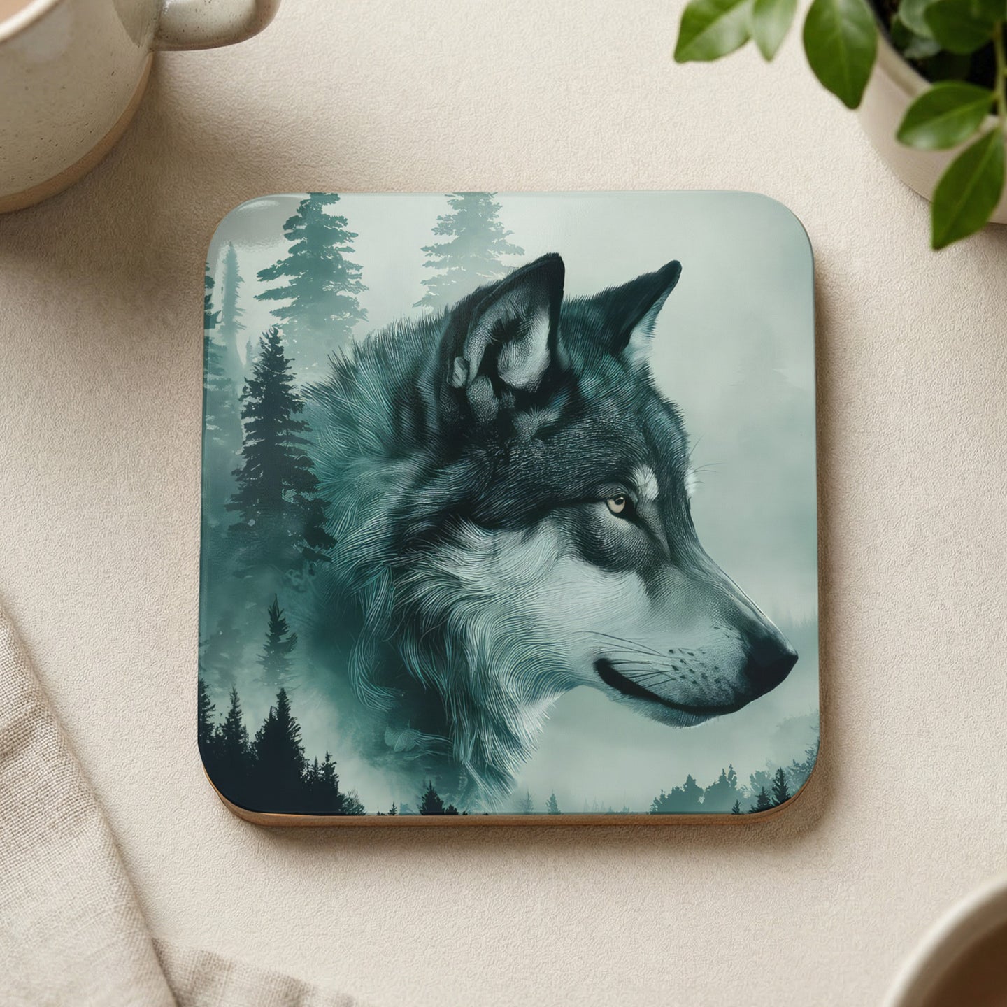 Misty Wolf Drink Coaster