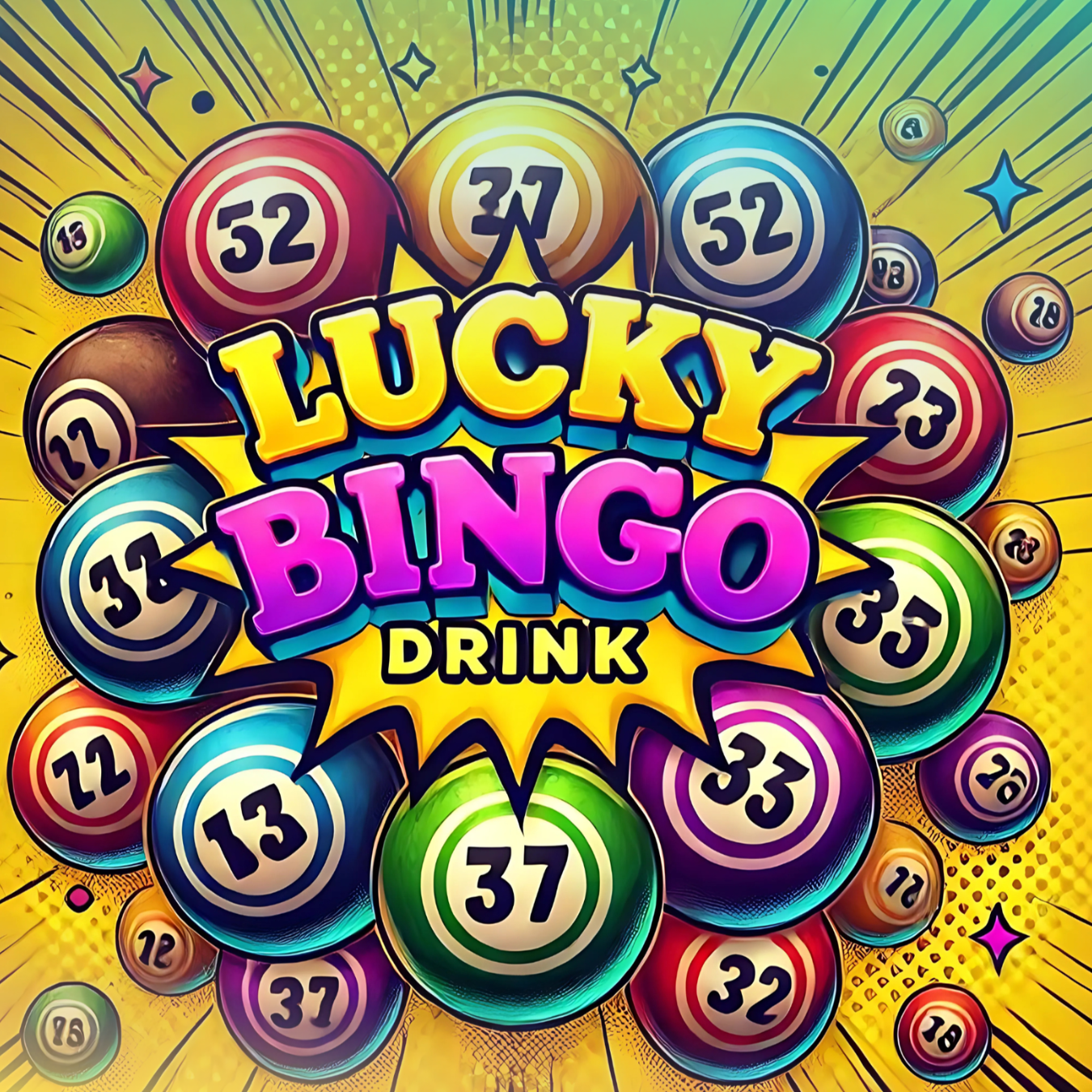 Lucky Bingo Drink logo with colorful bingo balls.