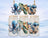 Three cartoon sea creatures - octopus, turtle, and whale - on glass jars.