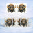 Steampunk buffalo head design wraps around three views of a white ceramic mug.