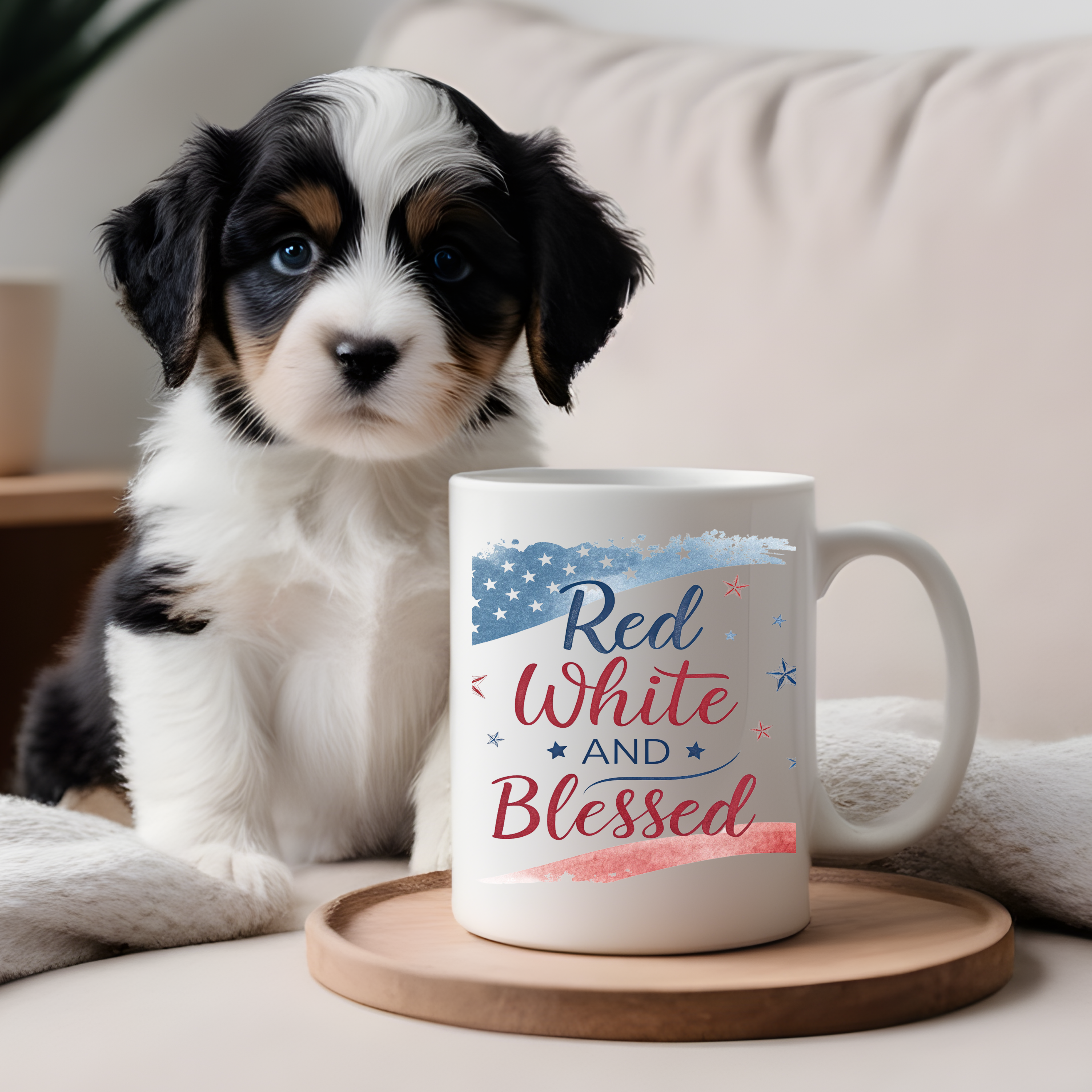 Red White Blessed Patriotic Mug