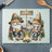 Gnomes in plaid shirts and straw hats sit by a campfire with beer, a camper behind them, and text "HOME IS WHERE WE PARK IT".