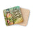 Coaster with bottle, tropical leaves, flowers, and "Eat, Sleep, Beer, Repeat" text.