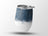 White tumbler with distressed denim pattern and silver lid.
