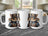 Three mugs featuring a steampunk squirrel wearing goggles and leather.