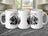 White mug with Scorpio zodiac symbol, skull, and text "Smiling. Plotting. Etting."