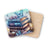Stack of vintage books with butterflies and a lantern, with cork backing.