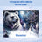 White bear and dreamcatcher design with mountains and moon.